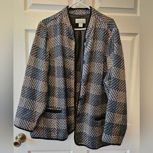 CJ Banks Colorful Woven Collar Jacket